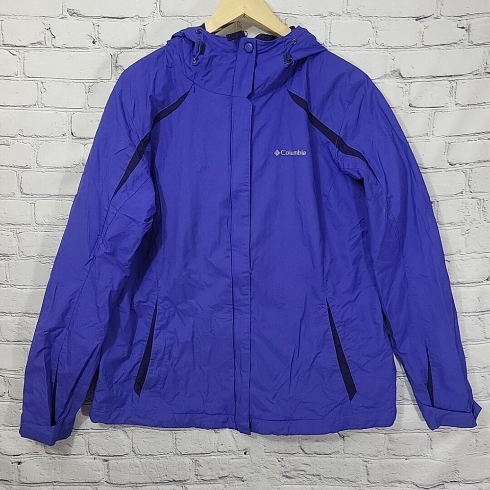 Columbia Interchange Winter Hoodie Jacket Women's XL Nylon Blue/Purple
